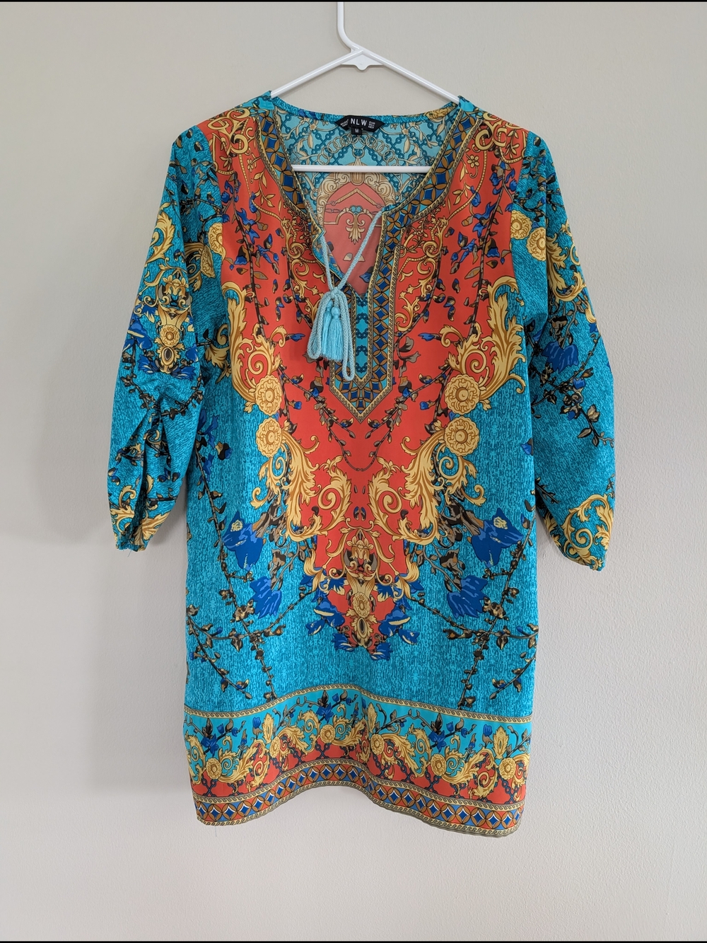 NLW Vibrant Turquoise & Coral Print Tunic